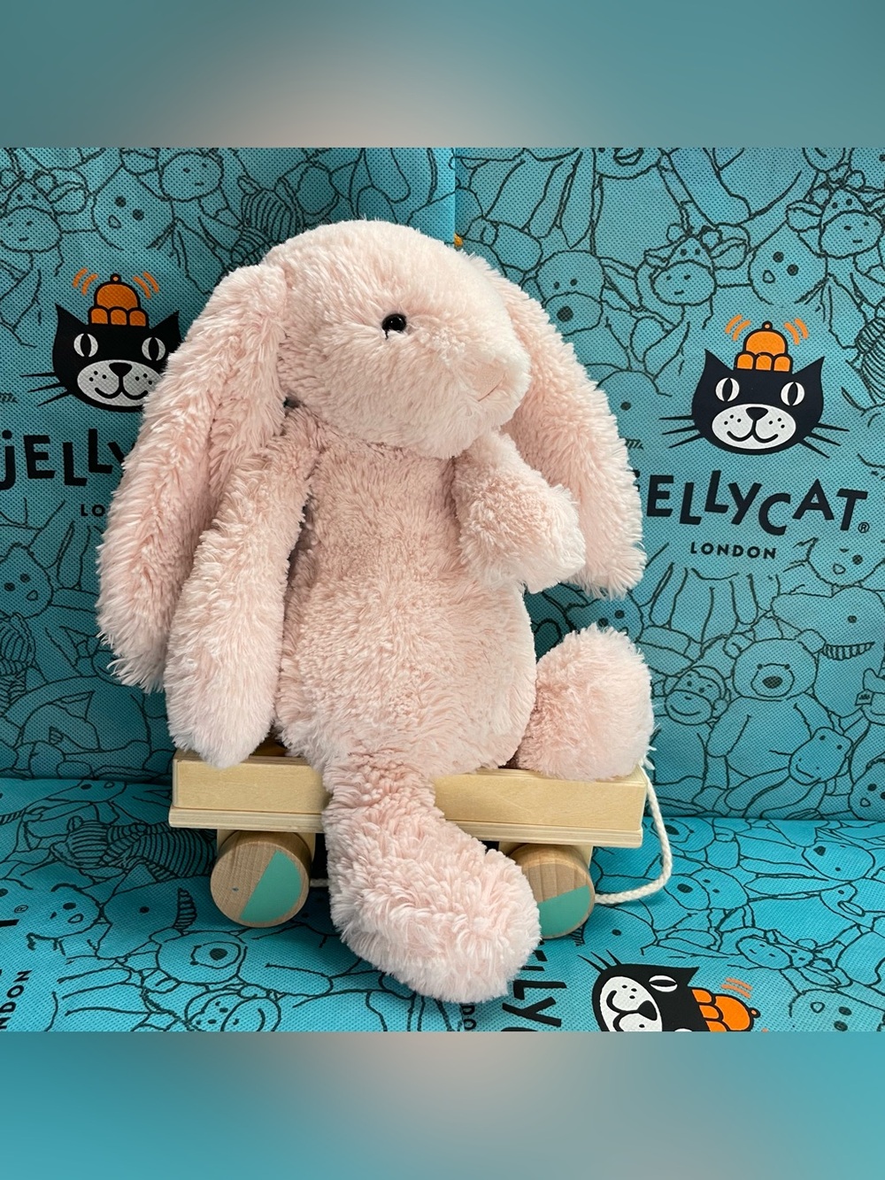 Jellycat Bashful Pink Chime Bunny Plush Medium 12” ~ with bell~ long ears